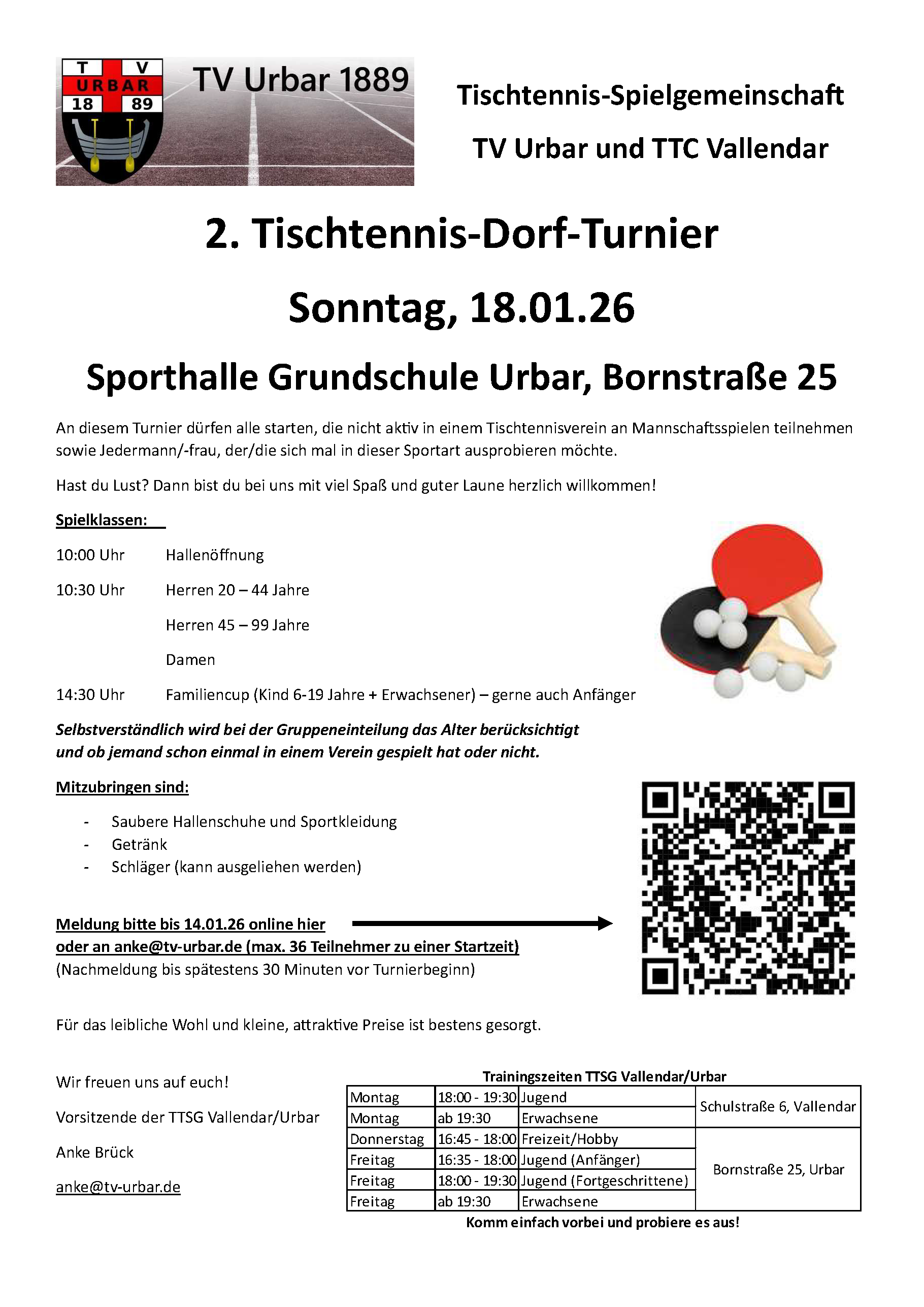 Einladung Jedermannturnier 18.01.2026